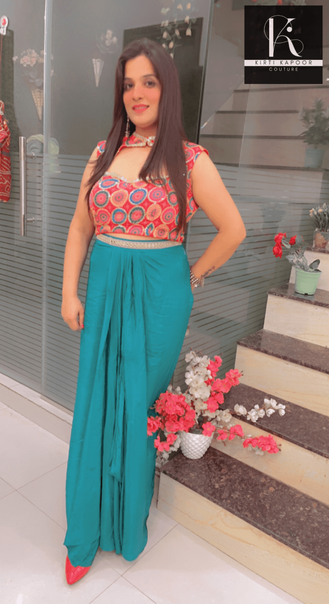 Draped Skirt - Trendy Shrug Style - Kirti Kapoor Couture