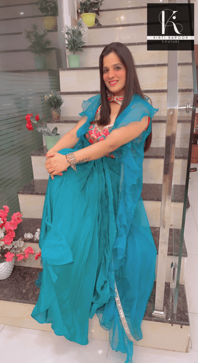 Draped Skirt - Trendy Shrug Style - Kirti Kapoor Couture