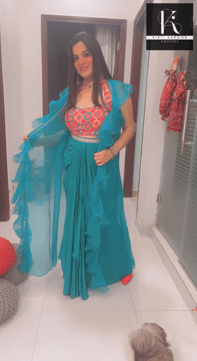 Draped Skirt - Trendy Shrug Style - Kirti Kapoor Couture