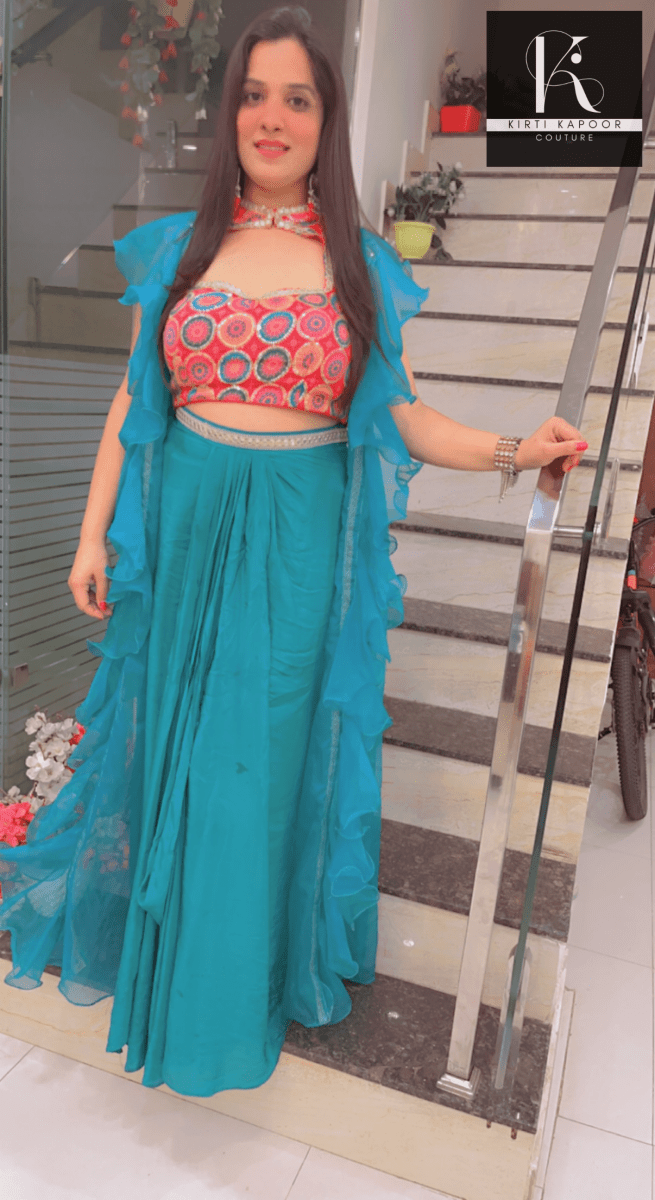Draped Skirt - Trendy Shrug Style - Kirti Kapoor Couture
