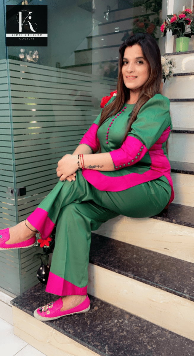 Duo Colored Co - ord Set (Magenta and Green) - Kirti Kapoor Couture