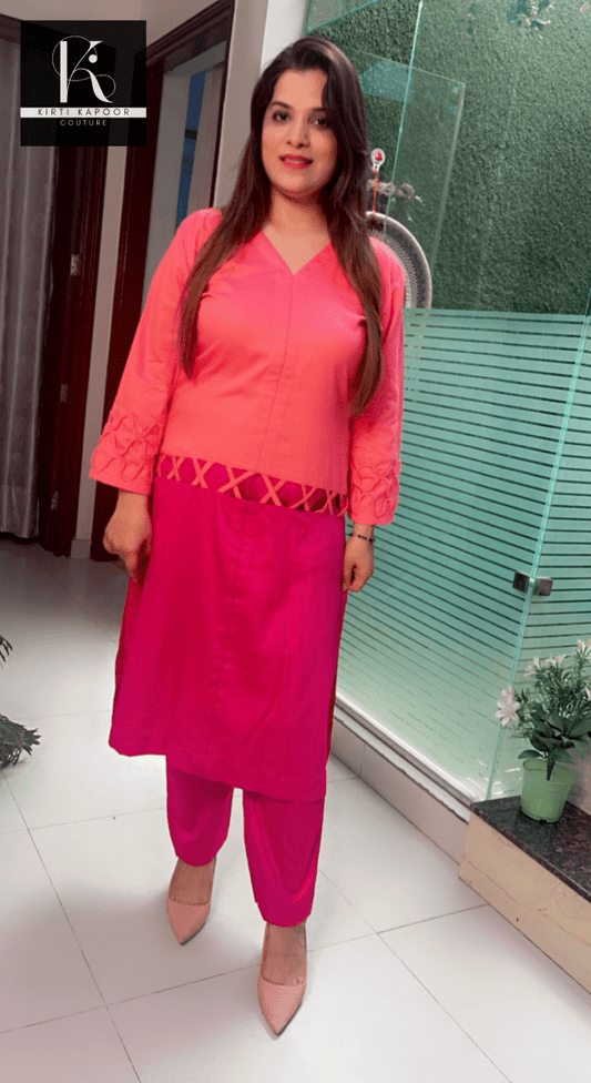 Duo - Colored Designer Kurti and Pant Set - Kirti Kapoor Couture