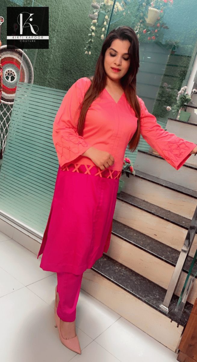 Duo - Colored Designer Kurti and Pant Set - Kirti Kapoor Couture