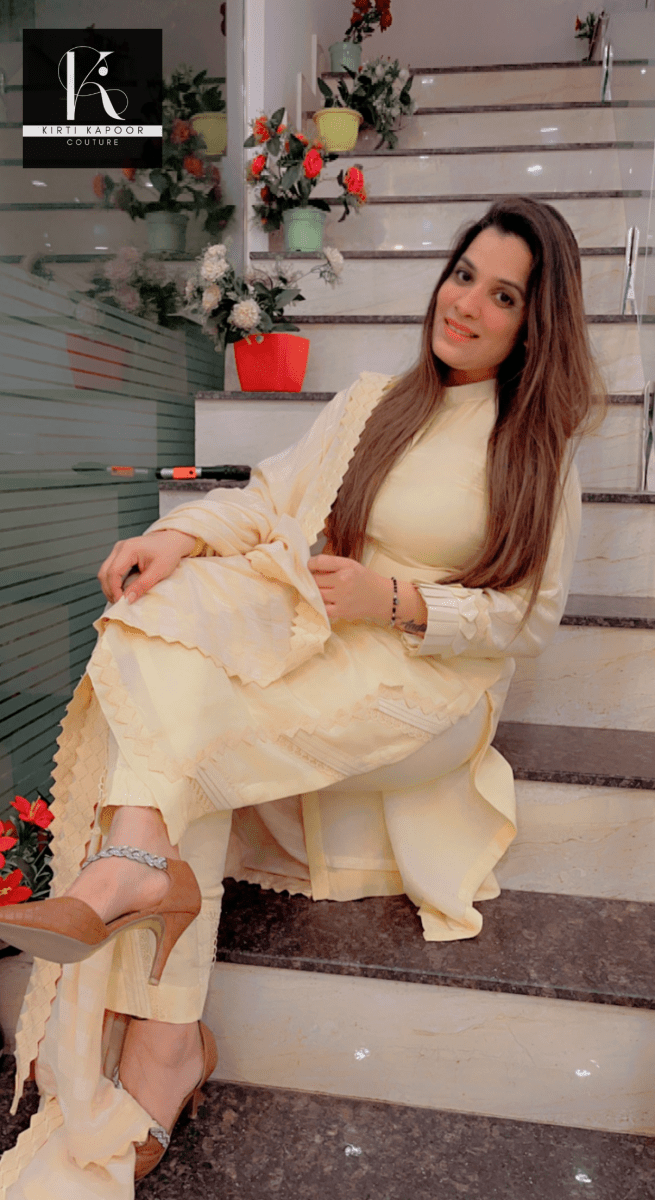Elegant Ivory Shade Casual Wear Suit - Kirti Kapoor Couture