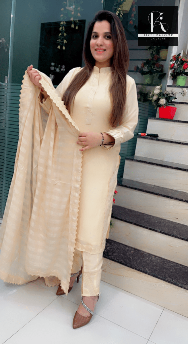 Elegant Ivory Shade Casual Wear Suit - Kirti Kapoor Couture