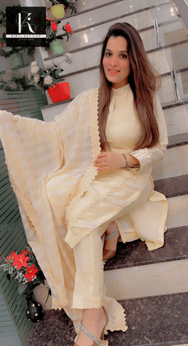 Elegant Ivory Shade Casual Wear Suit - Kirti Kapoor Couture