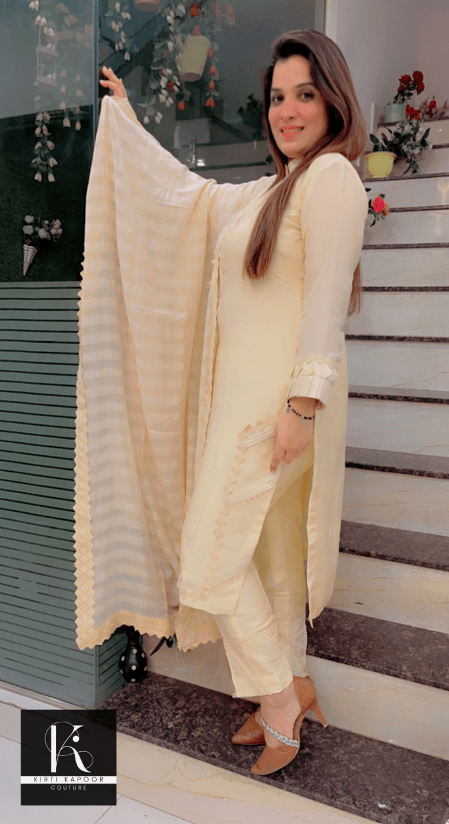 Elegant Ivory Shade Casual Wear Suit - Kirti Kapoor Couture