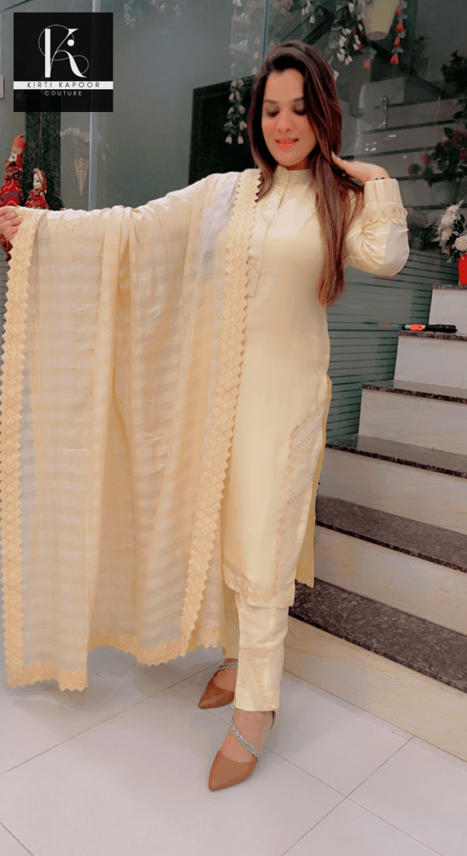 Elegant Ivory Shade Casual Wear Suit - Kirti Kapoor Couture