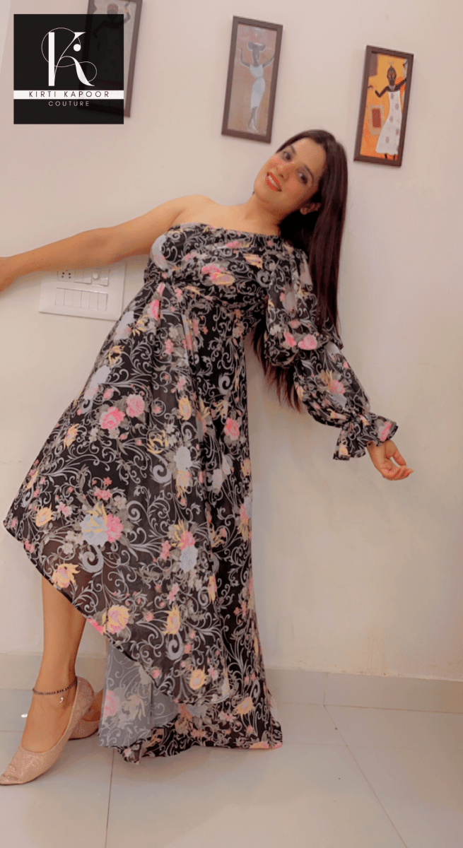 Elegant Maxi with Overall Floral Print - Kirti Kapoor Couture
