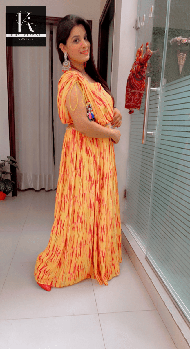 Ethnic Party - Wear Yellow - Orange Gown - Kirti Kapoor Couture