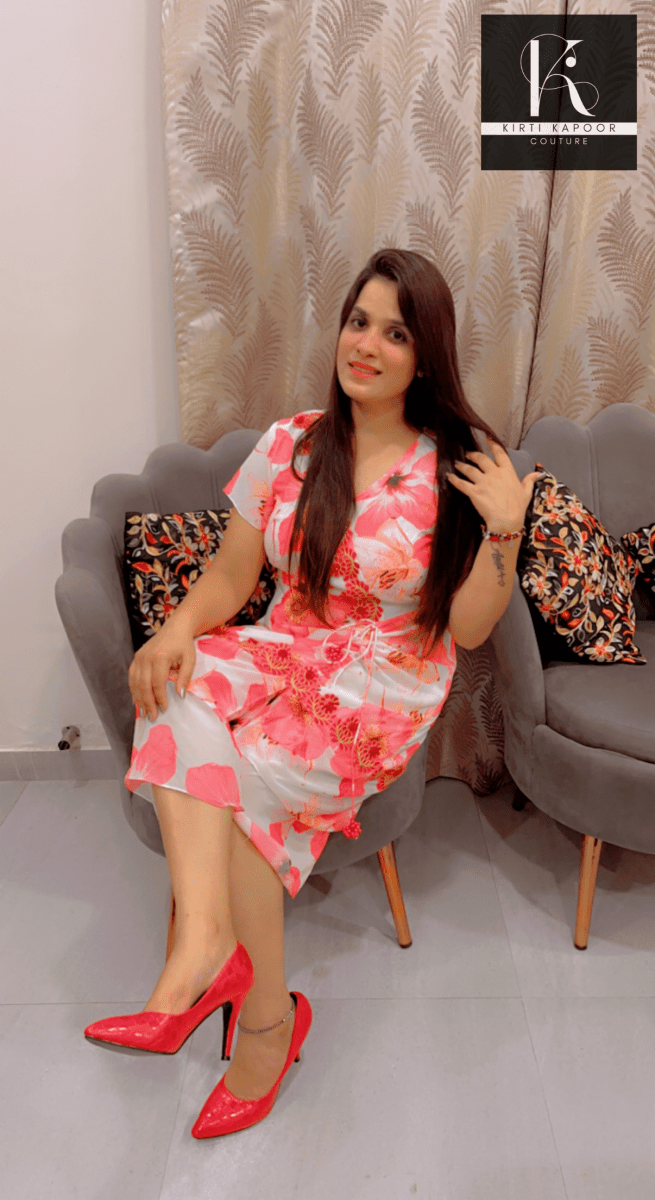 Floral Design Tunic highlighted with lace - work - Kirti Kapoor Couture