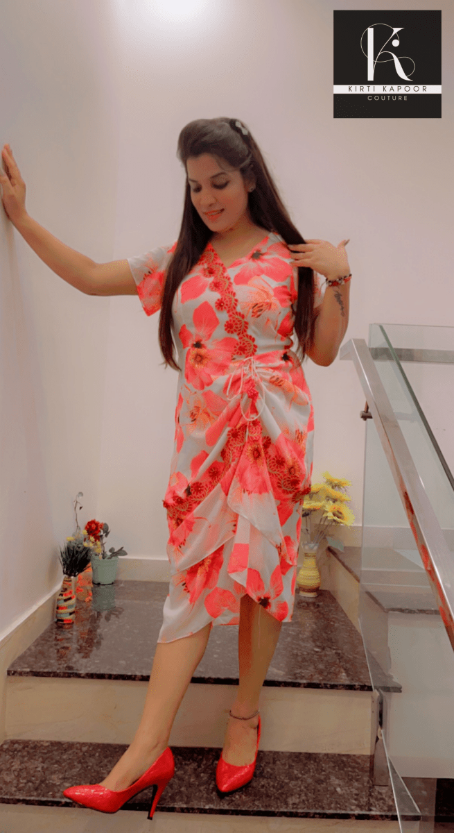 Floral Design Tunic highlighted with lace - work - Kirti Kapoor Couture