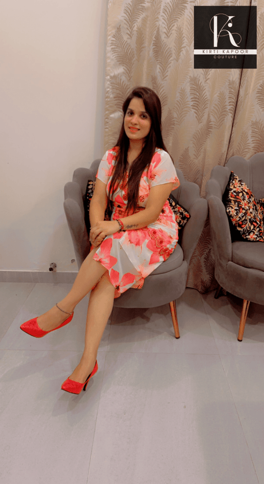 Floral Design Tunic highlighted with lace - work - Kirti Kapoor Couture