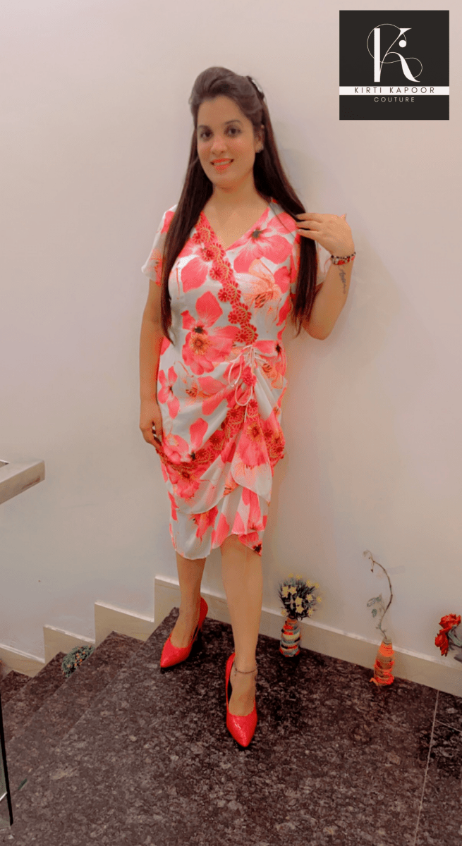 Floral Design Tunic highlighted with lace - work - Kirti Kapoor Couture