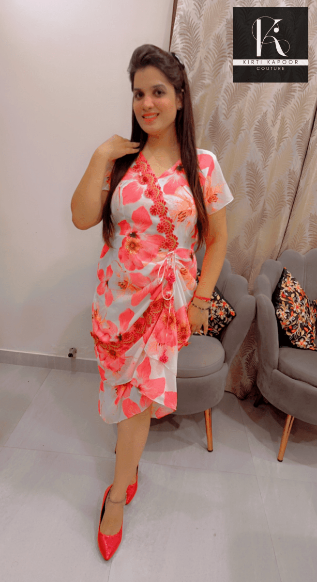Floral Design Tunic highlighted with lace - work - Kirti Kapoor Couture