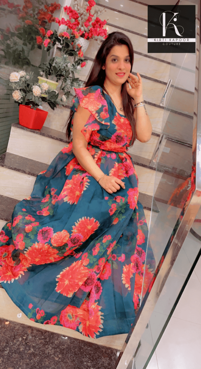 Floral Organza Gown by Kirti Kapoor - Kirti Kapoor Couture