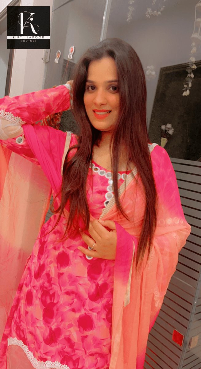 Floral Printed Pink Georgette Designer Suit - Kirti Kapoor Couture