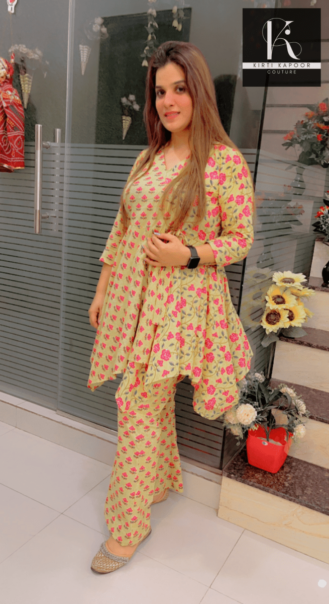 Floral Yellow Co - ord Set - Designed by Kirti Kapoor Couture - Kirti Kapoor Couture