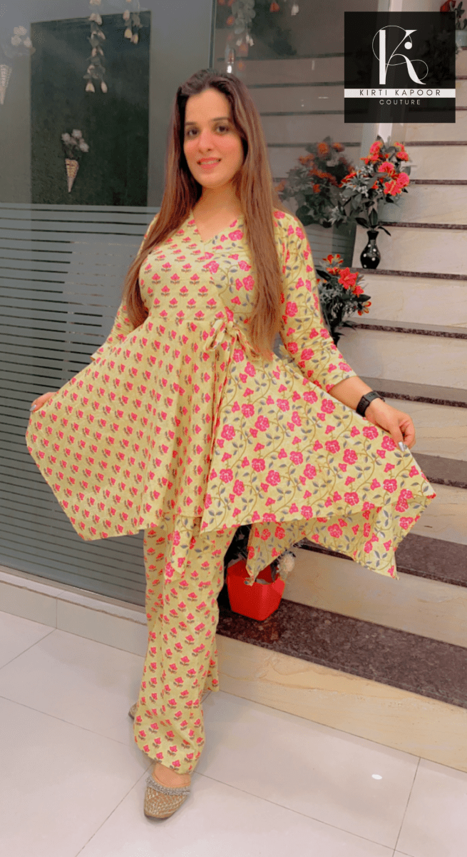 Floral Yellow Co - ord Set - Designed by Kirti Kapoor Couture - Kirti Kapoor Couture
