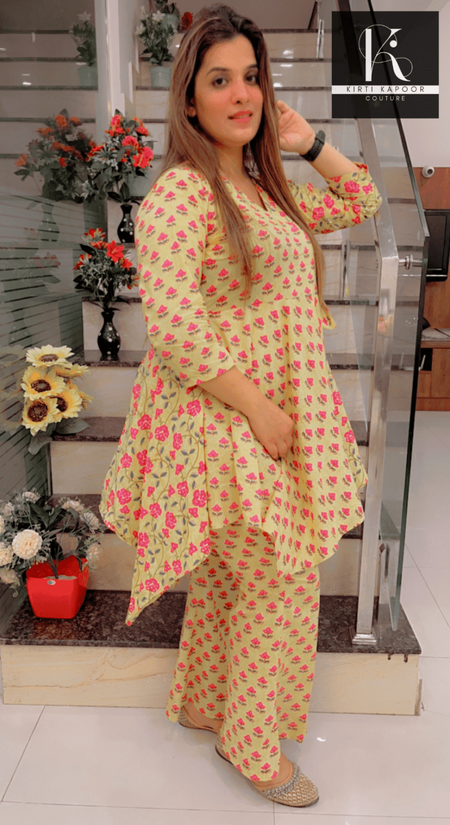 Floral Yellow Co - ord Set - Designed by Kirti Kapoor Couture - Kirti Kapoor Couture