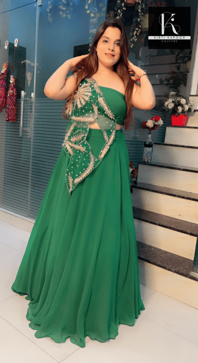 Forest Green Embroidered Lehenga - Choli - Kirti Kapoor Couture