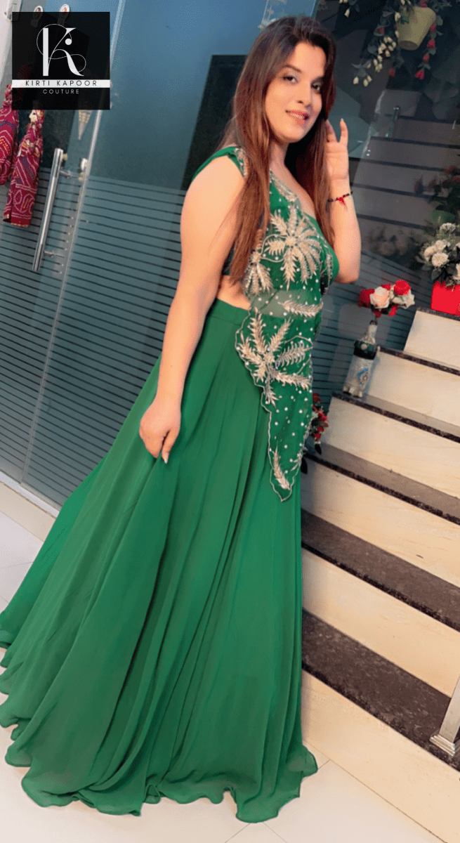 Forest Green Embroidered Lehenga - Choli - Kirti Kapoor Couture