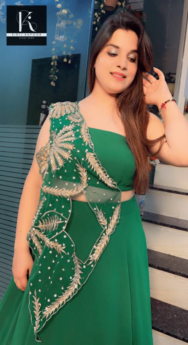 Forest Green Embroidered Lehenga - Choli - Kirti Kapoor Couture