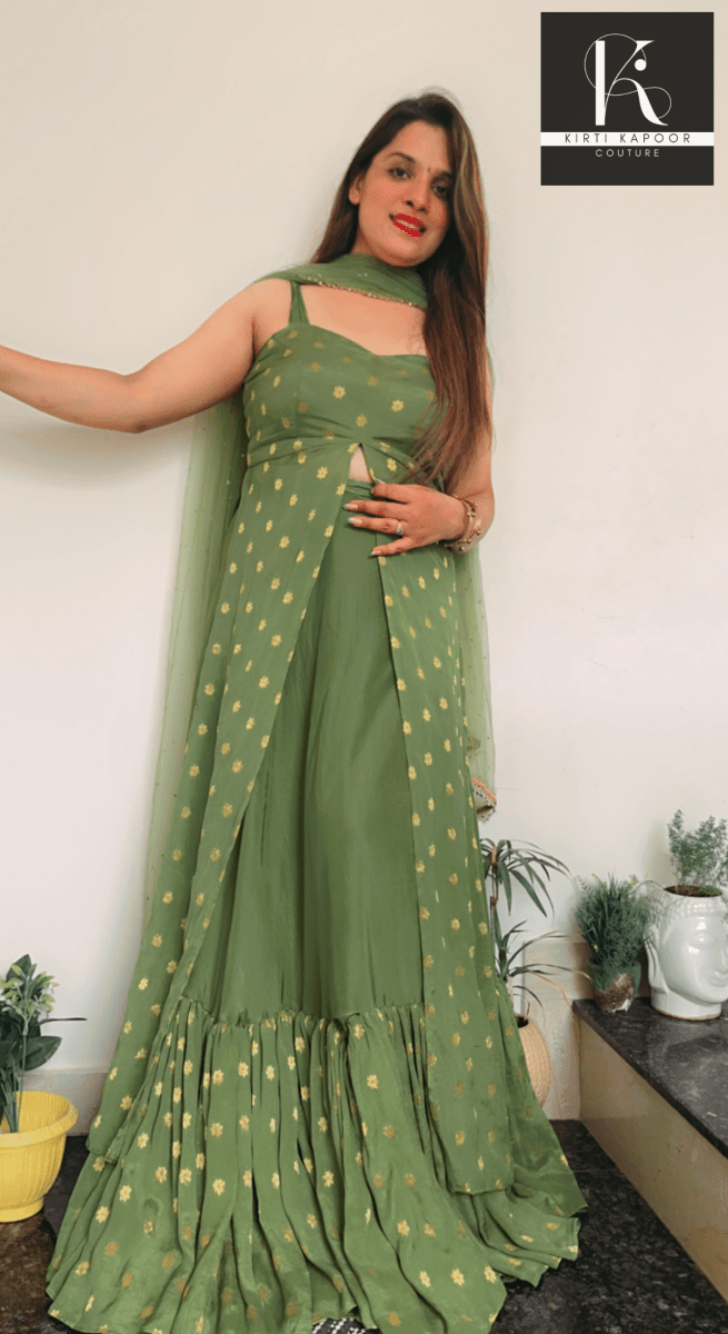 Front Cut Shirt With Ruffled Skirt (Mehndi Outfit) - Kirti Kapoor Couture