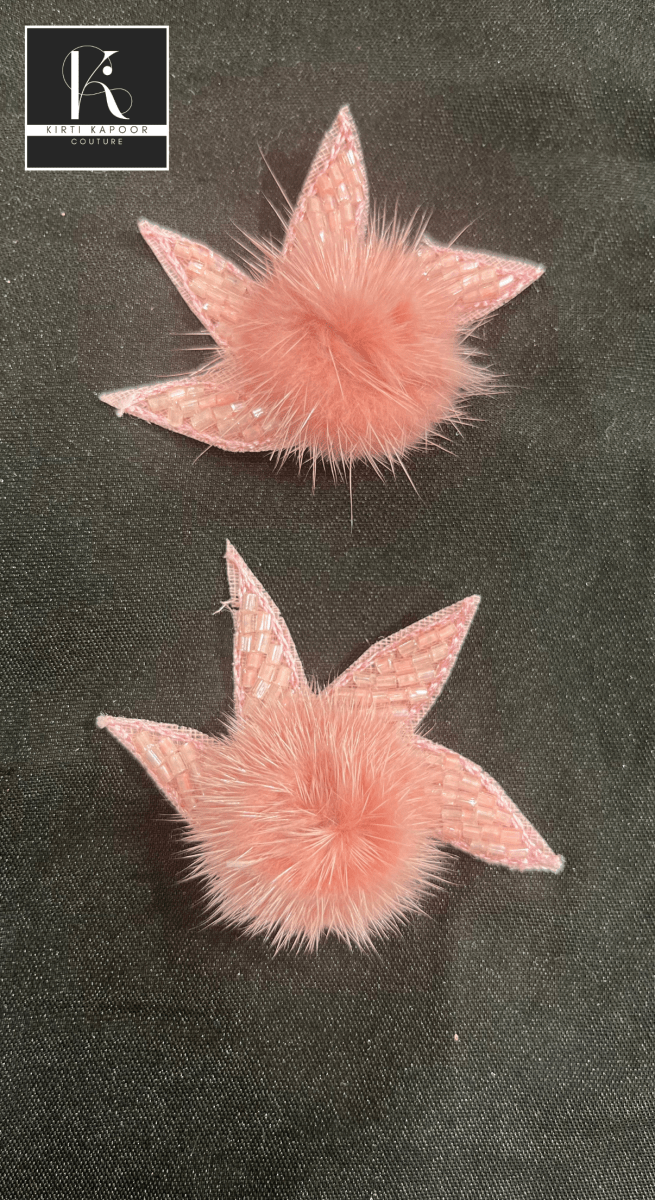 Furry Pom Pom Style Patches For Dresses (Baby Pink) - Kirti Kapoor Couture
