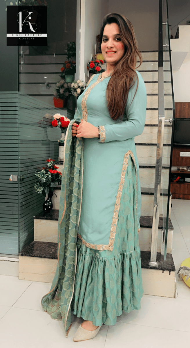 Gathered Skirt with Shirt and Banarasi Dupatta - Kirti Kapoor Couture