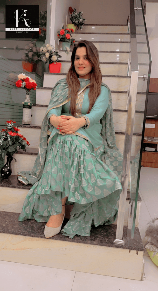 Gathered Skirt with Shirt and Banarasi Dupatta - Kirti Kapoor Couture