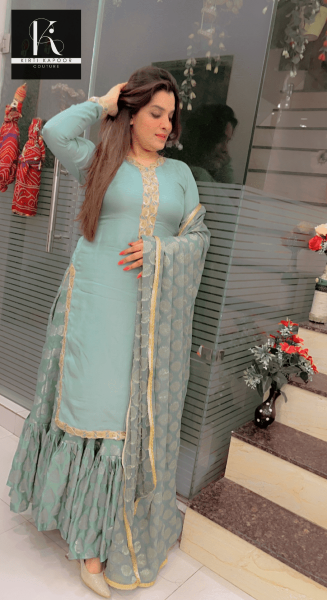 Gathered Skirt with Shirt and Banarasi Dupatta - Kirti Kapoor Couture