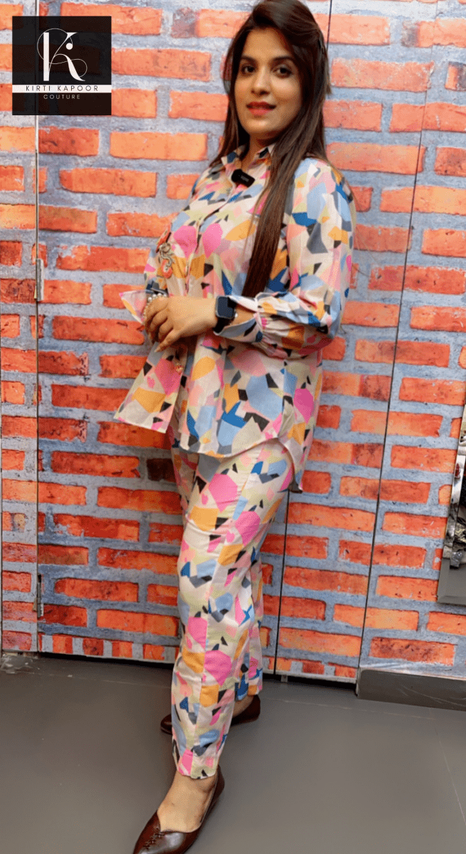 Geometrical Cotton - Printed Patch Worked Set - Kirti Kapoor Couture