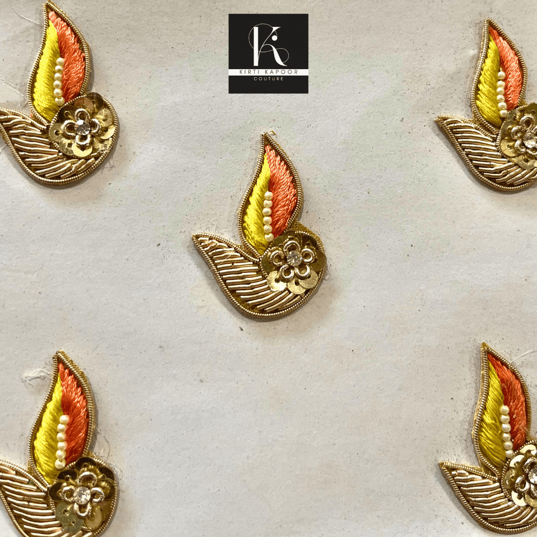 Golden Diya Design Patch For Suit - Kirti Kapoor Couture
