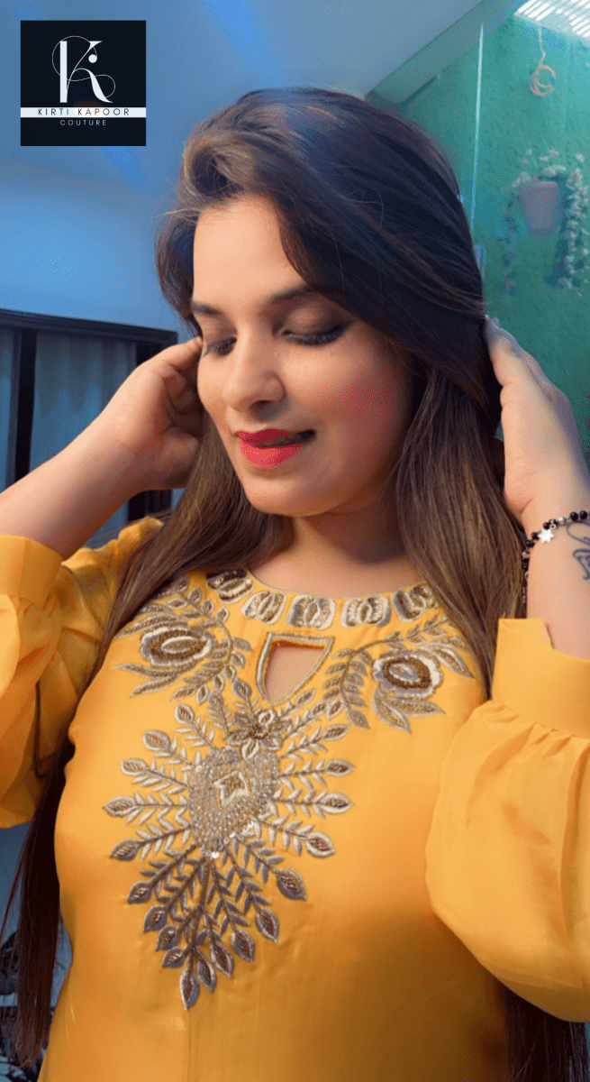 Golden - Yellow Embroidered Co - ord - Kirti Kapoor Couture