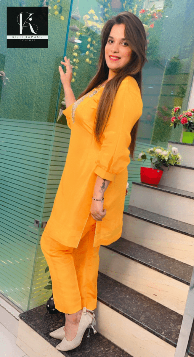 Golden - Yellow Embroidered Co - ord - Kirti Kapoor Couture