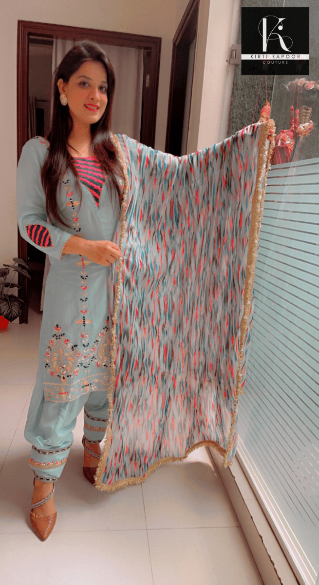 Gotta Patti Worked Suit With Designer Colourful Dupatta - Kirti Kapoor Couture