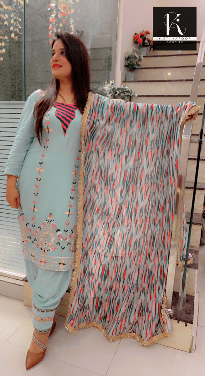Gotta Patti Worked Suit With Designer Colourful Dupatta - Kirti Kapoor Couture