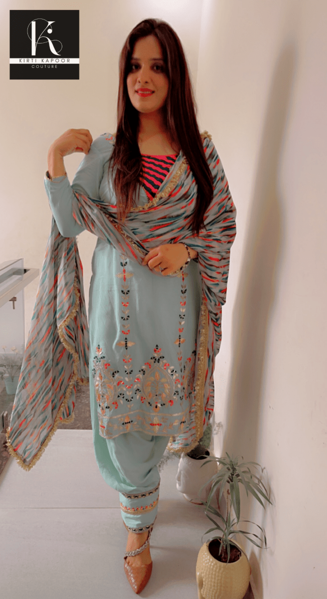 Gotta Patti Worked Suit With Designer Colourful Dupatta - Kirti Kapoor Couture