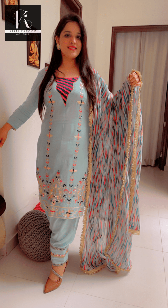 Gotta Patti Worked Suit With Designer Colourful Dupatta - Kirti Kapoor Couture