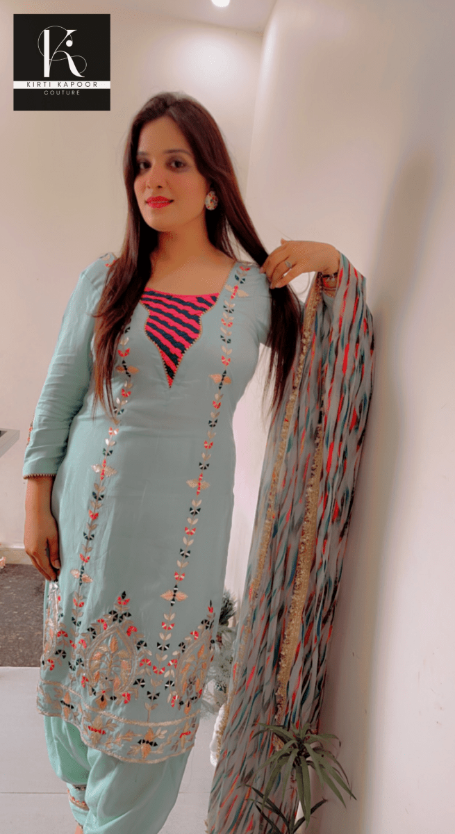 Gotta Patti Worked Suit With Designer Colourful Dupatta - Kirti Kapoor Couture