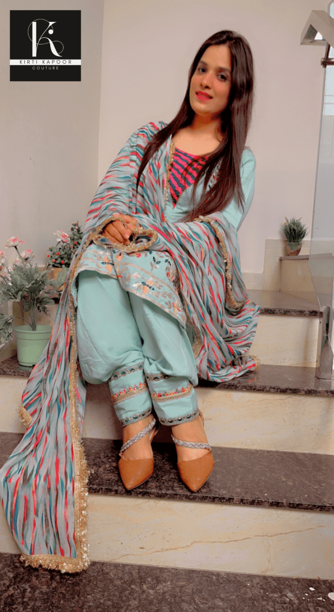 Gotta Patti Worked Suit With Designer Colourful Dupatta - Kirti Kapoor Couture