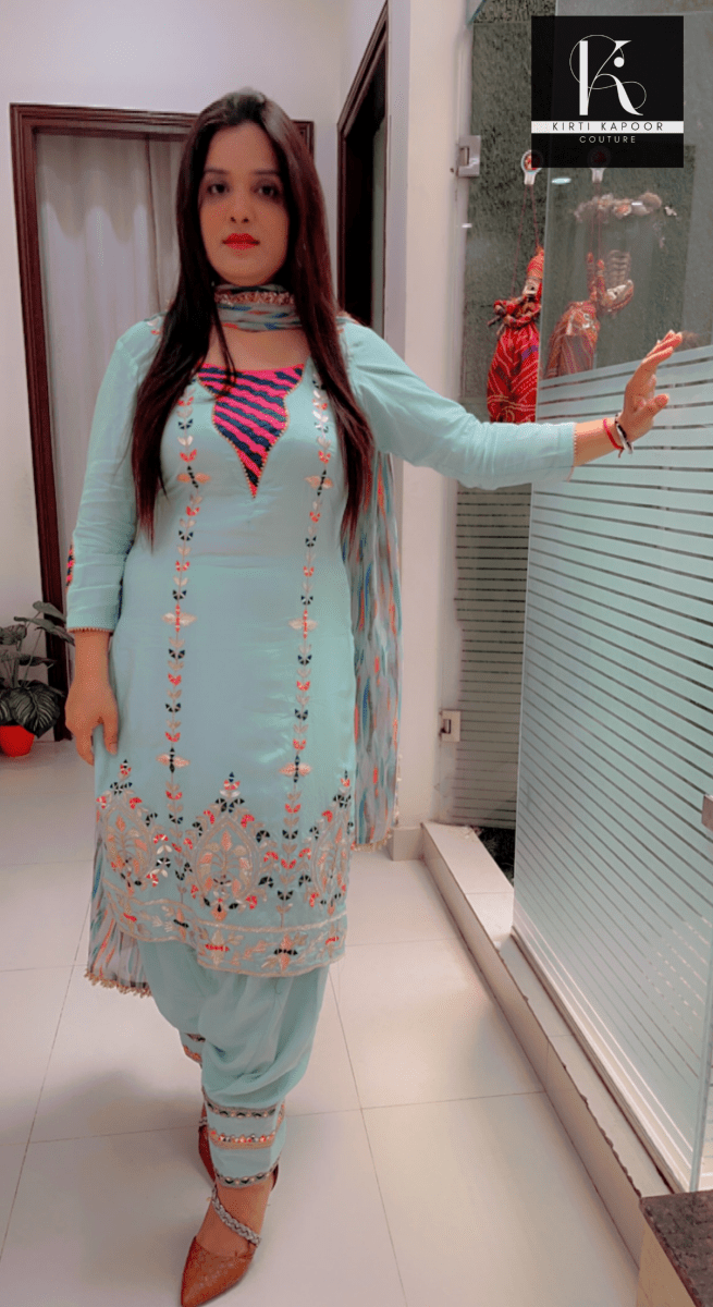 Gotta Patti Worked Suit With Designer Colourful Dupatta - Kirti Kapoor Couture