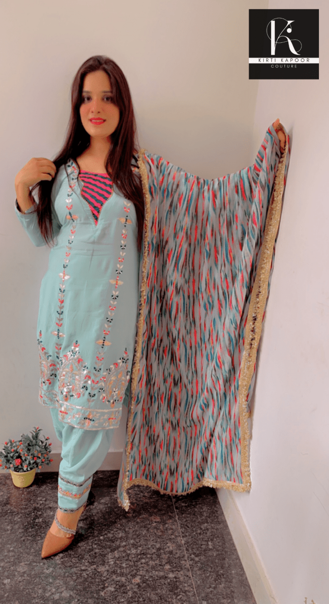 Gotta Patti Worked Suit With Designer Colourful Dupatta - Kirti Kapoor Couture