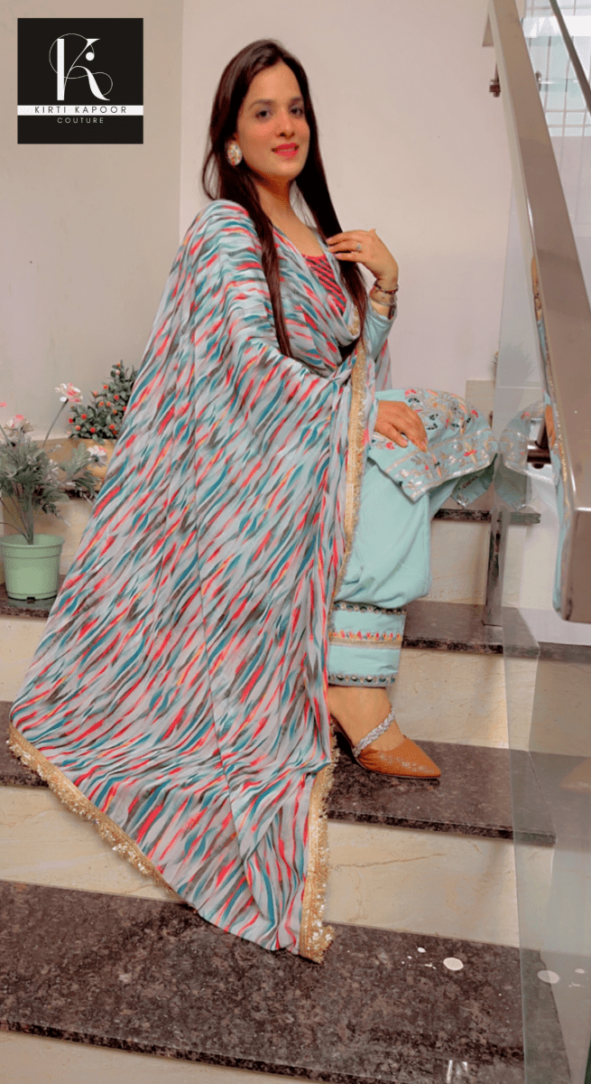 Gotta Patti Worked Suit With Designer Colourful Dupatta - Kirti Kapoor Couture