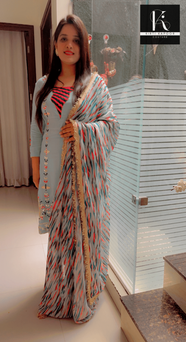 Gotta Patti Worked Suit With Designer Colourful Dupatta - Kirti Kapoor Couture