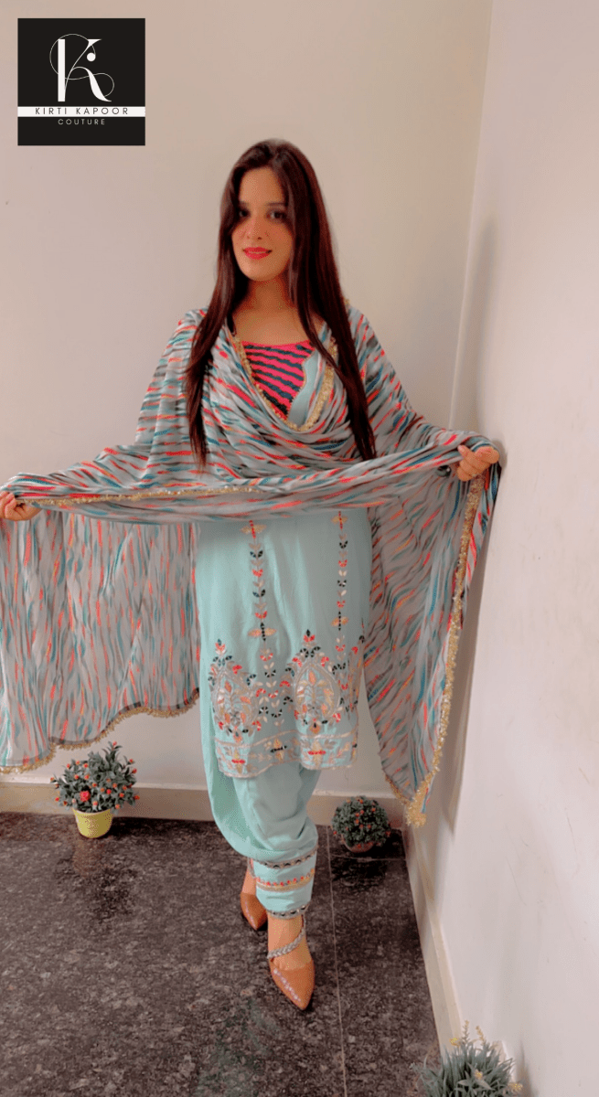 Gotta Patti Worked Suit With Designer Colourful Dupatta - Kirti Kapoor Couture