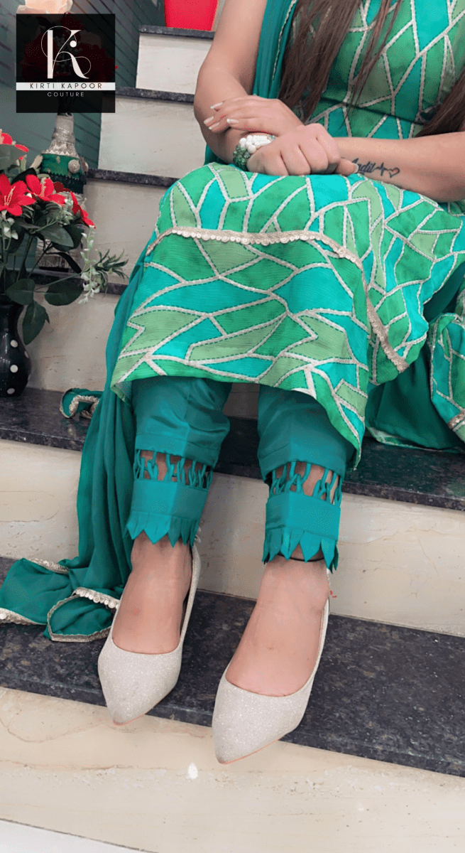 Green Geometrical Printed Suit - Kirti Kapoor Couture