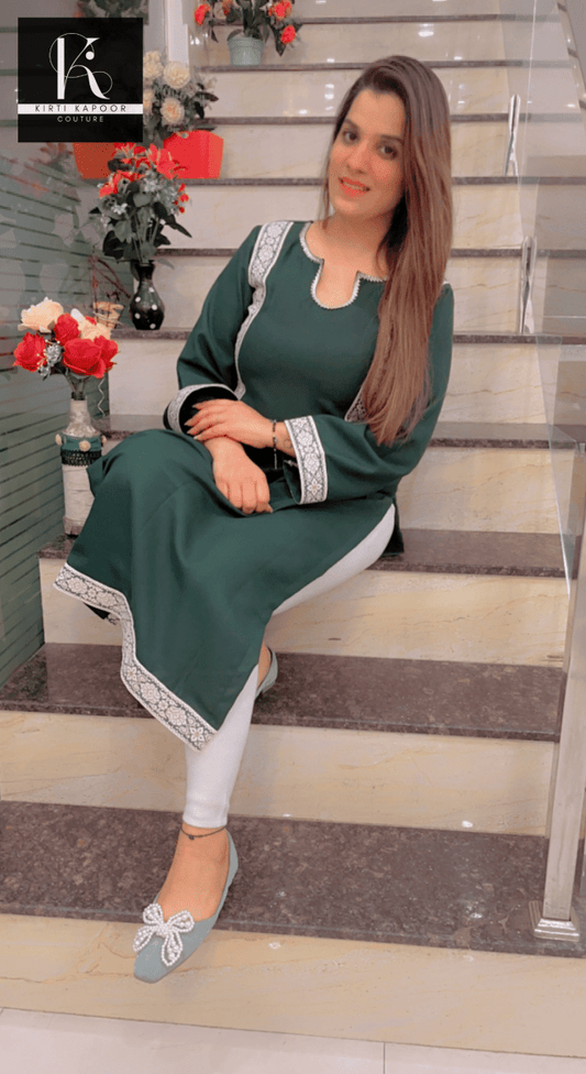 Green Pashmina Kurti - Kirti Kapoor Couture