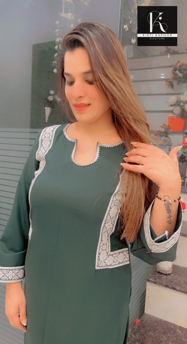 Green Pashmina Kurti - Kirti Kapoor Couture